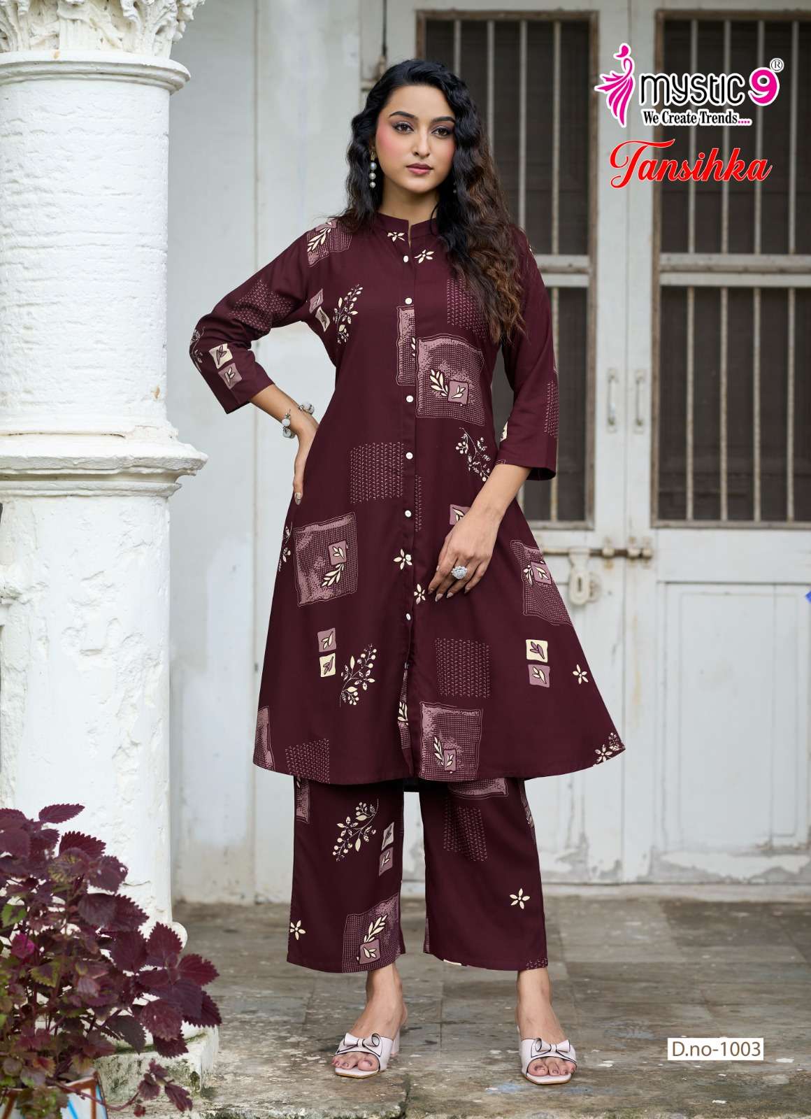 MYSTIC 9 TANISHKA VOL 1 HEAVY VISCOSE PRINT A LINE CUT CORD SET SURAT BRAND WHOLESALER 
